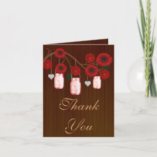 Country Rustic Red Mason Jars Danke Karte