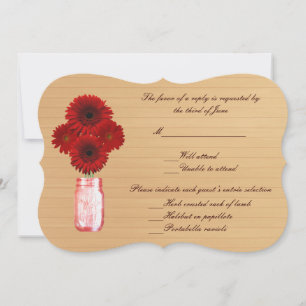 Country Rustic Red Mason Jars Response Card Einladung