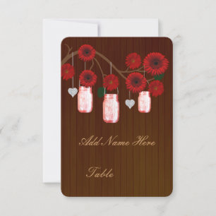Country Rustic Red Mason Jars Table Platzkarte