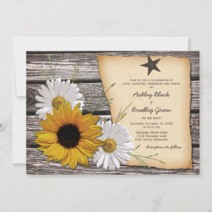 Country Rustic Sonnenblume Daisy Hochzeit Einladun Einladung