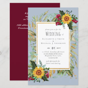 Country Rustic Sonnenblumen Burgund Rose Hochzeit