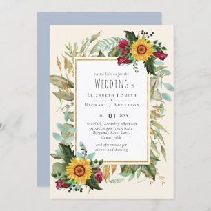 Country Rustic Sonnenblumen Burgund Rose Hochzeit