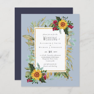 Country Rustic Sonnenblumen Burgund Rose Hochzeit