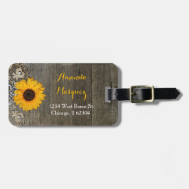 Country Rustic Sunflower and Lace Luggage Tag Gepäckanhänger