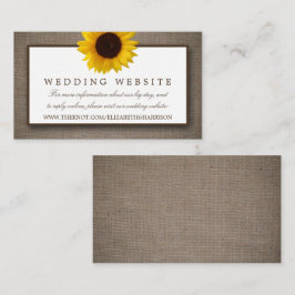 Country Rustic Sunflower & Burlap Wedding Website Begleitkarte