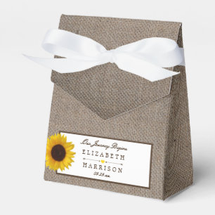 Country Rustic Sunflower & Burlap Wedge Geschenkschachtel