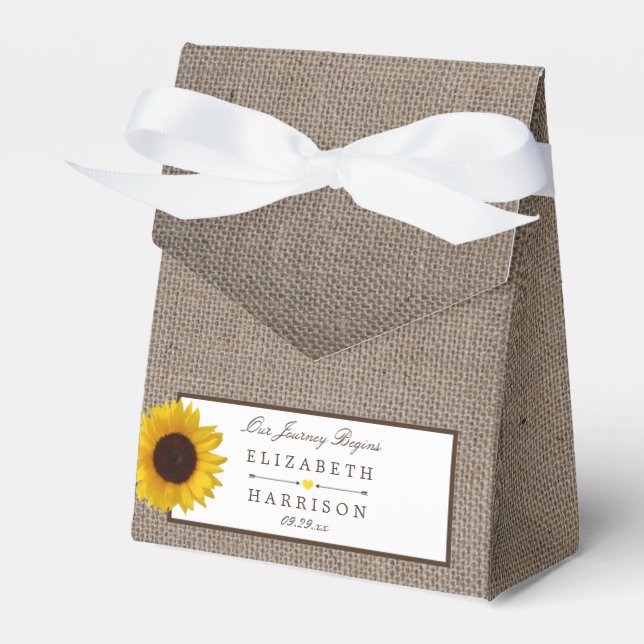 Country Rustic Sunflower & Burlap Wedge Geschenkschachtel (Vorderseite)