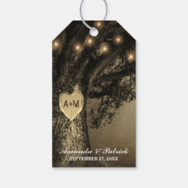 Country Rustic Vintage geschnitzte Eichenbaum Hoch Geschenkanhänger