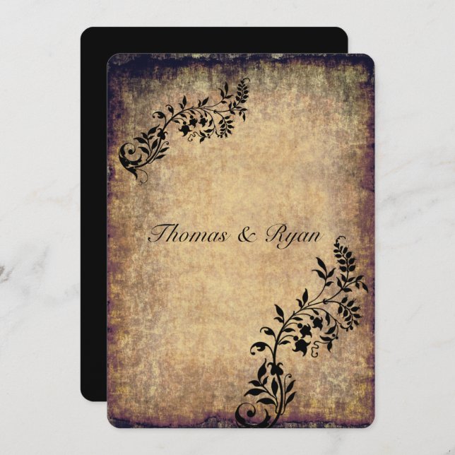 Country Rustic, Vintage Paper, Wedding Einladung (Vorne/Hinten)