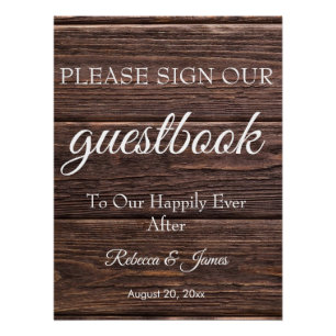 Country Rustic Wedding Gästebuchunterschrift Poster