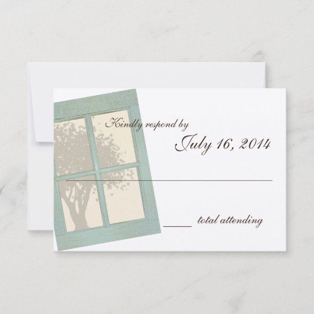 Country Rustic Window Pane Hochzeit RSVP Karte (Vorderseite)