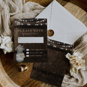 Country Rustic Wood Barrel Wedding RSVP Card Karte