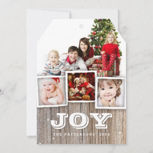 Country Rustic Wood Christmas JOY Foto Card Feiertagskarte
