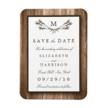 Country Rustic Wood Monogram Branch Save the Date