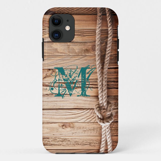 Country Rustic Wood Rope Monogram IPHONE 5 case (Rückseite)