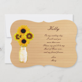 Country Rustic Yellow Mason Jar Trauzeugin Card Einladung
