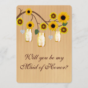 Country Rustic Yellow Mason Jar Trauzeugin Card Einladung