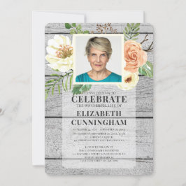 Country Rustico Florals Foto Memorial Einladung