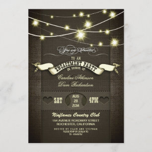 Country Rustikal Burlap & Lights Interaktion Party Einladung