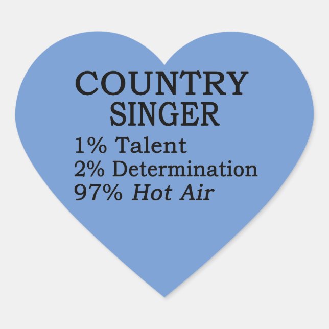 Country Singer Hot Air Heart Sticker (Vorderseite)