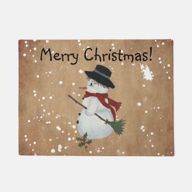 Country Snowman Door Mat Fußmatte (Vorderseite)