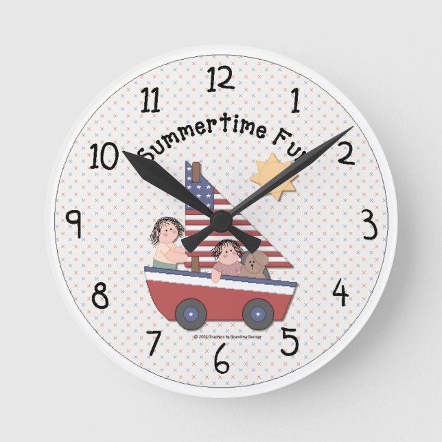 Country Sommerzeit Fun Wall Clock Runde Wanduhr (Vorderseite)