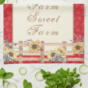 Country Sonnenblumen auf Bandana Print Custom Geschirrtuch