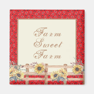 Country Sonnenblumen auf Bandana Print Custom Magnet