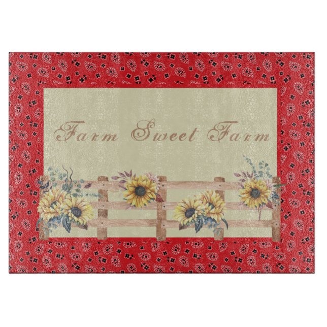 Country Sonnenblumen auf Bandana Print Custom Schneidebrett (Vorderseite)