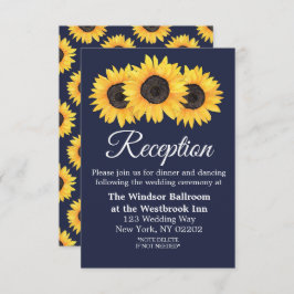 Country Sonnenblumen auf Blue Wedding Reception Ca Einladung