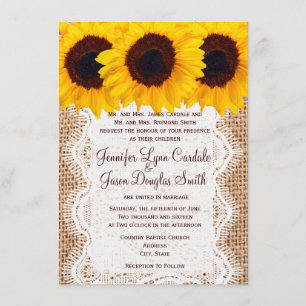 Country Sonnenblumen Burlap Prinz Hochzeit Einladu Einladung