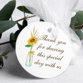 Country Sonnenblumen Fall Blumenzwiese Danke Geschenkanhänger