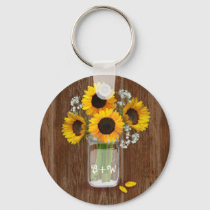 Country Sonnenblumen in Mason Jar Schlüsselanhänger