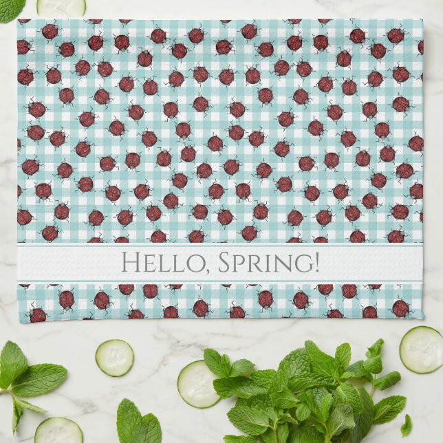 Country Spring Ladybugs Pattern Geschirrtuch (Gefaltet)