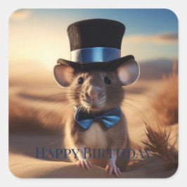 Country Squire Maus glücklich Geburtstag Quadratischer Aufkleber