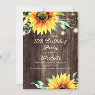 Country Stall String Lights Sonnenblume 18. Geburt Einladung