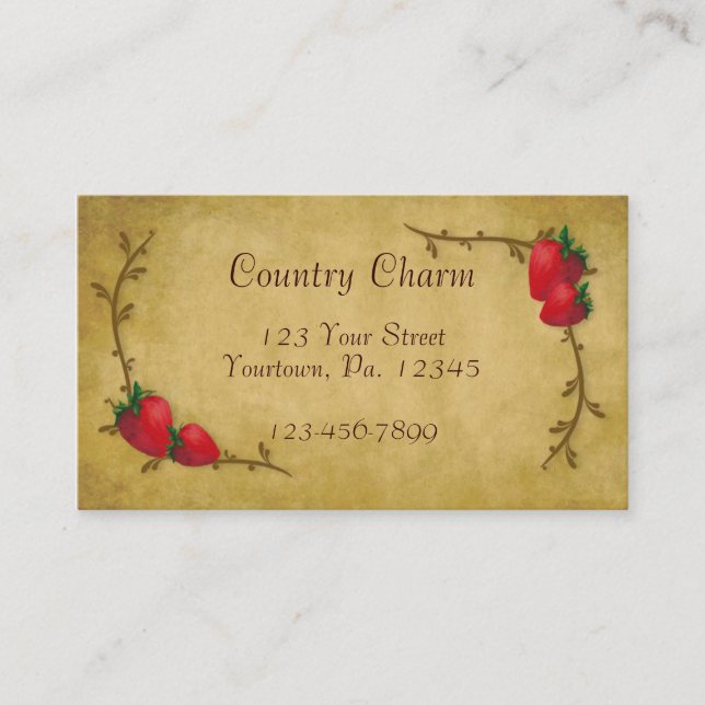 Country Strawberries Business Card Visitenkarte (Vorderseite)