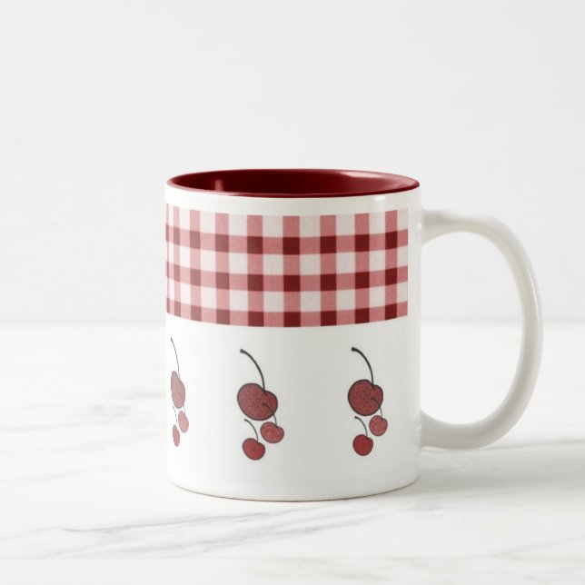 Country Style Cherries-Tasse Zweifarbige Tasse (Rechts)