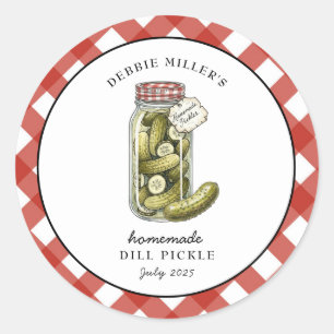 Country style Dill Pickle Canning Jar-Etikett Runder Aufkleber