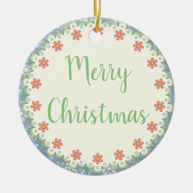 Country Style Frohe Weihnachtsbaum / Geschenk-Orna Keramikornament (Vorne)