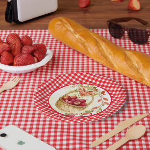 Country Style Gingham mit Apple Harvest Basket Pappteller