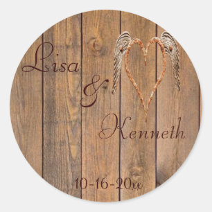 Country Style Rustic Angel Wings Wedding Runder Aufkleber