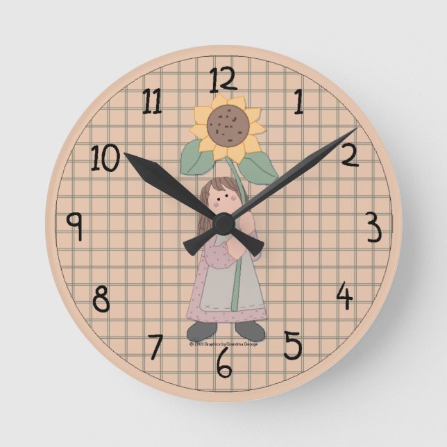 Country Summer Clock Runde Wanduhr (Vorderseite)