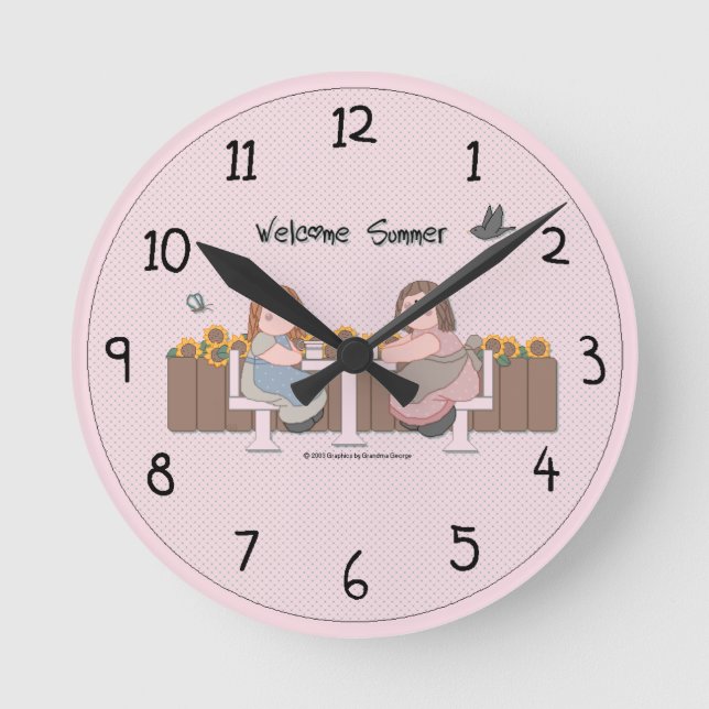 Country Summer Wall Clock Runde Wanduhr (Vorderseite)