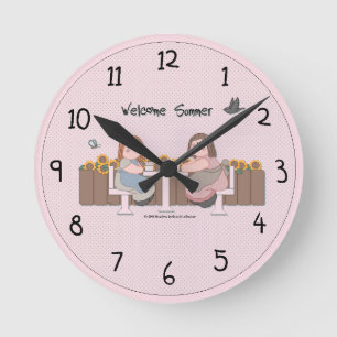 Country Summer Wall Clock Runde Wanduhr