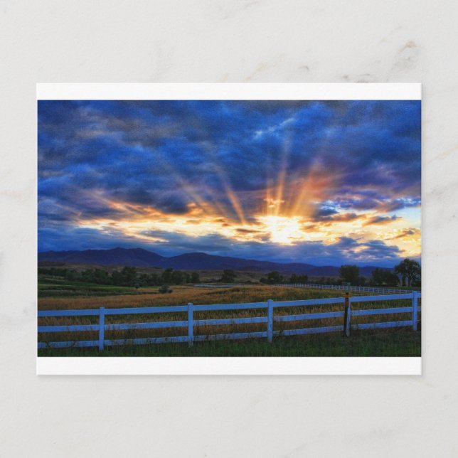 Country Sunbeam Ray Sunset Postkarte (Vorderseite)