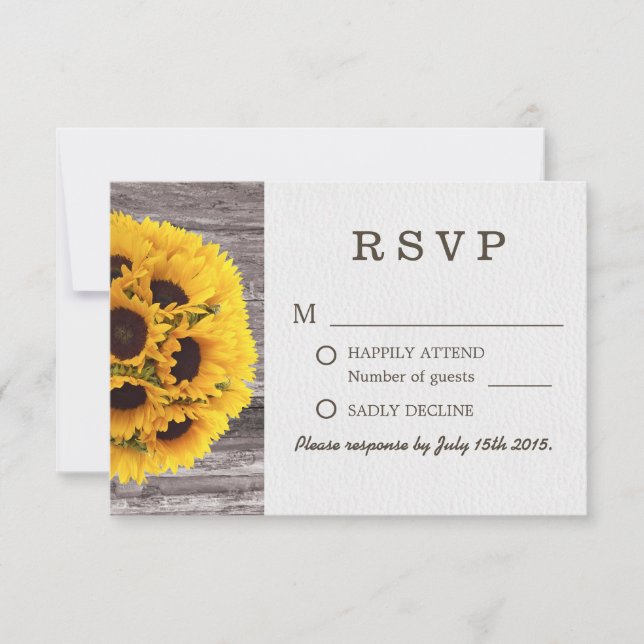Country Sunblumen Barn Wood Wedding RSVP (Vorderseite)