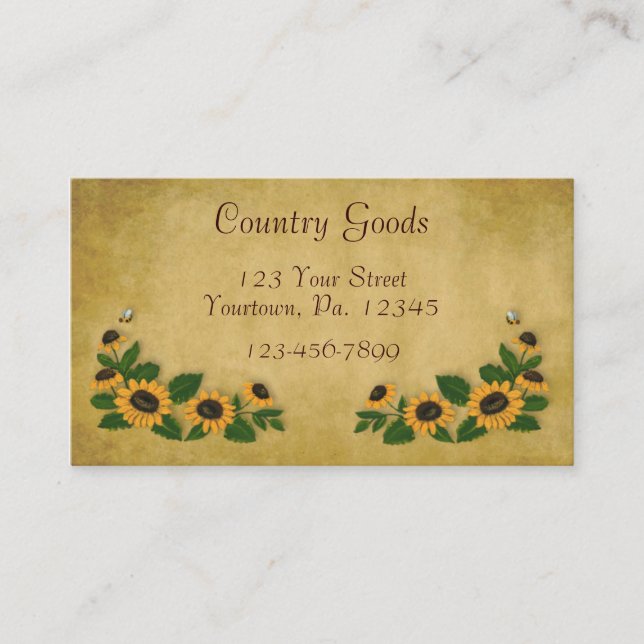 Country Sunblumen Business Card Visitenkarte (Vorderseite)