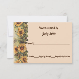 Country Sunblumen & Butterflies Hochzeit RSVP Einladung