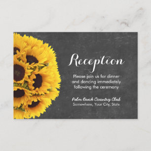 Country Sunblumen Chalkboard Hochzeitsempfang Begleitkarte